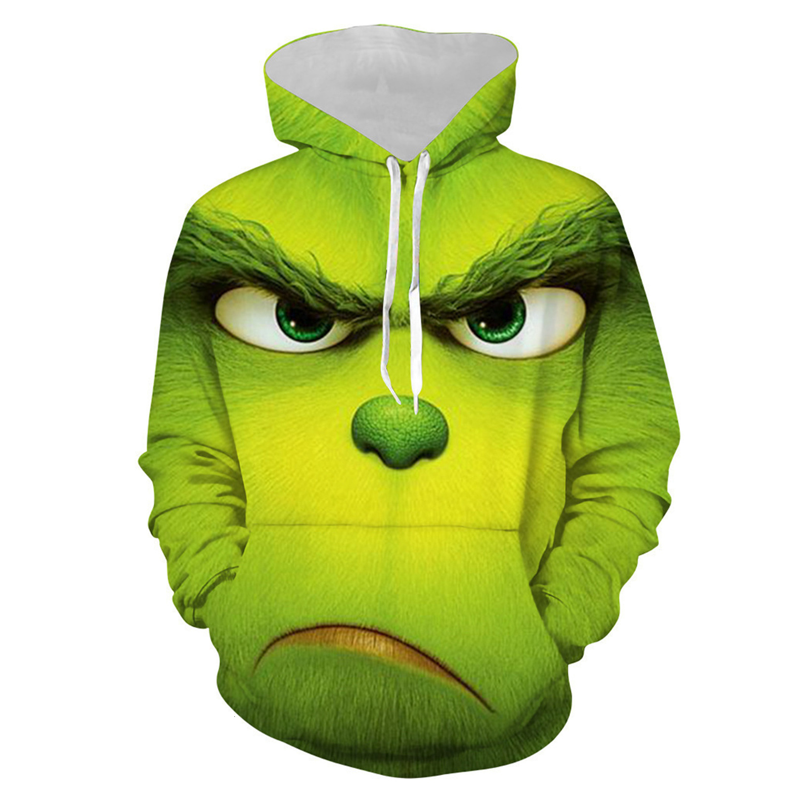 New Sweatshirt Green Fur Monster Grinch Same Style 3D Digital Print Hooded Pullover Cosplay