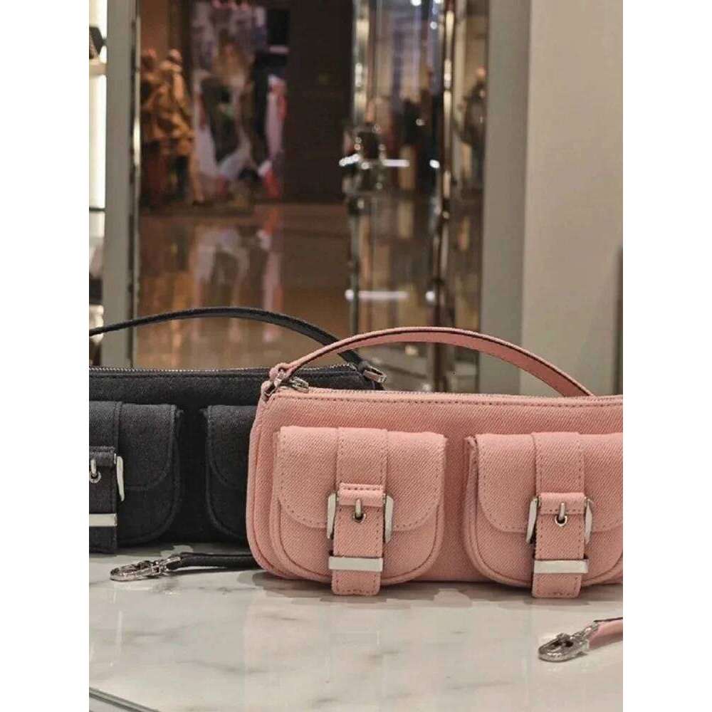 FIRMRANCH Retro Motorcycle Style Spicy Girl One Shoulder Underarm Bag Pink Canvas Design Purse