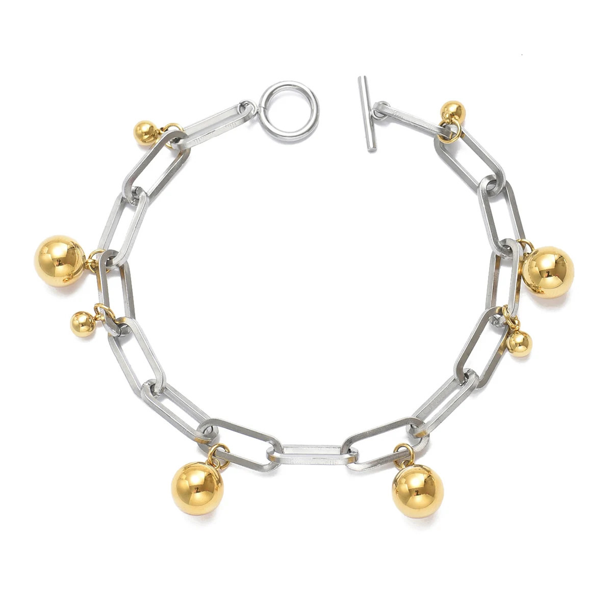 Lxalry 18K Gold Plated Stainless Steel Bracelet | Chunky Paperclip Chain Jewelry for BeachSummer | Hypoallergenic Waterproof 250807