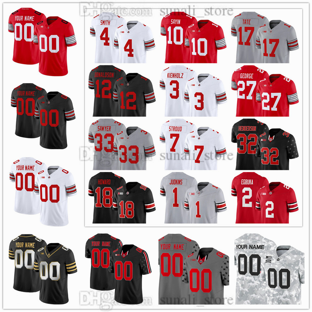2026 Men College Buckeyes Football Jersey 10 Julian Sayin 4 Jeremiah Smith 17 Carnell Tate 12 CJ Donaldson 3 Lincoln Kienholz 2 Caleb Downs 6 Styles 20 Peoples Stitched