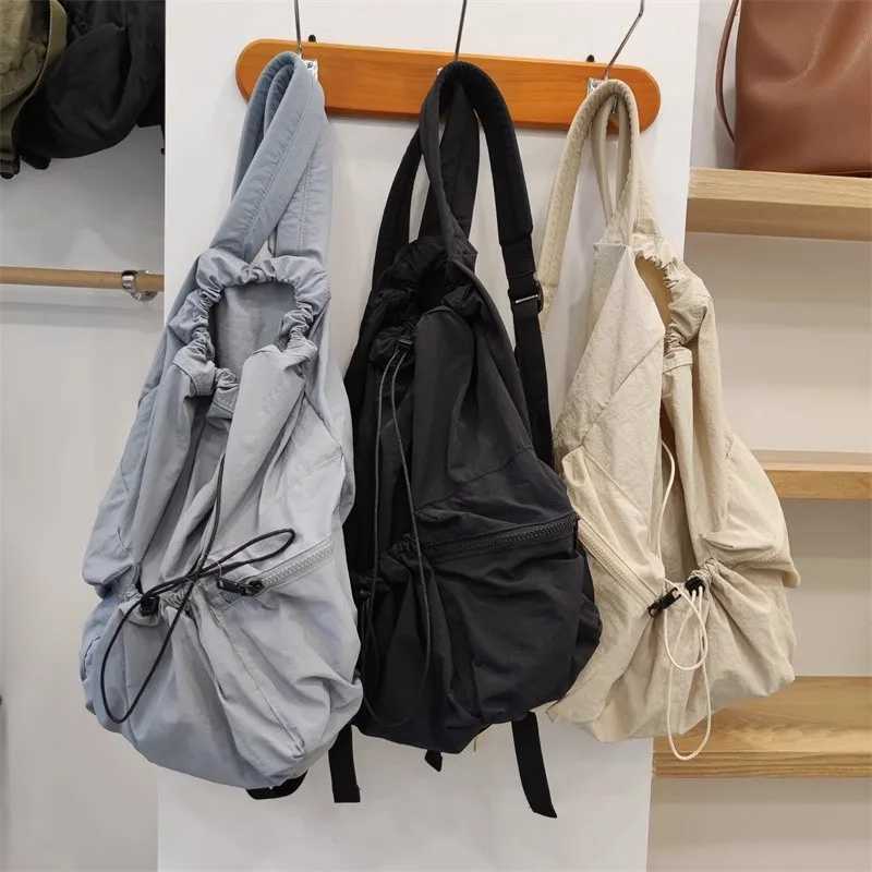 Fashion Casual Nylon Lady Backpack Ruched Drawsting Backpacks for Women Light Weight Students Bag Large Capacity Travel Sac Y250811