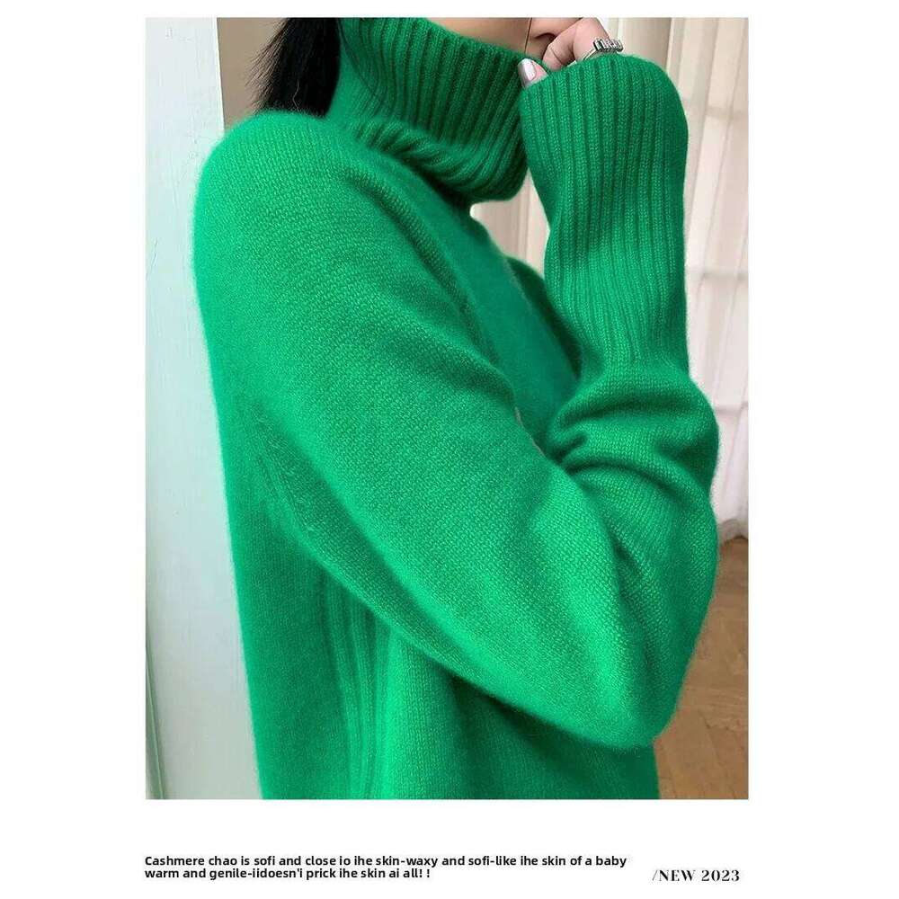 Women's Turtleneck Cashmere Sweater Loose Thickened Pullover Korean Style Lazy Wind Heavy For Autumn Winter MDNG 20250811