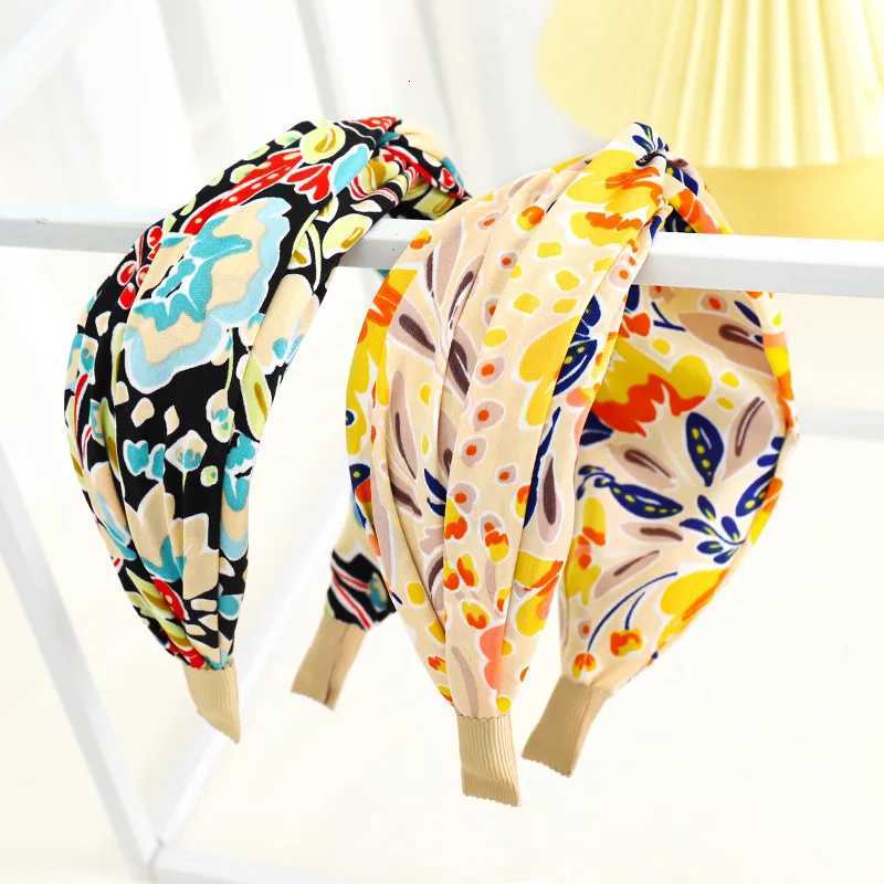 New Fashion Wen Hairband Print Wide Band Cross Knot Turban Flower Hair Hoop Bands Bezel Girls Hair Accessories Dress X250812