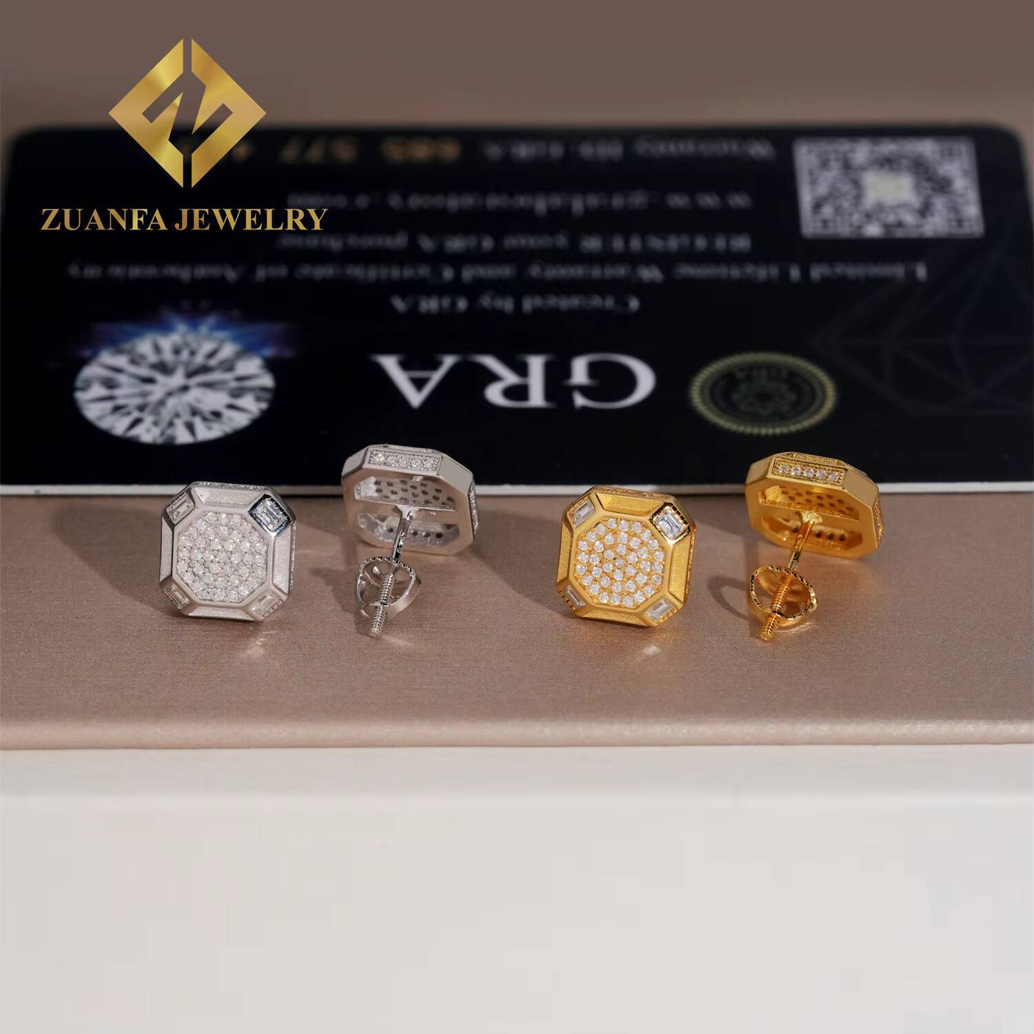 Hip Hop Fashion Stud Earring 925 Sterling Silver Jewelry VVS Moissanite Iced Out Screw Back Earrings