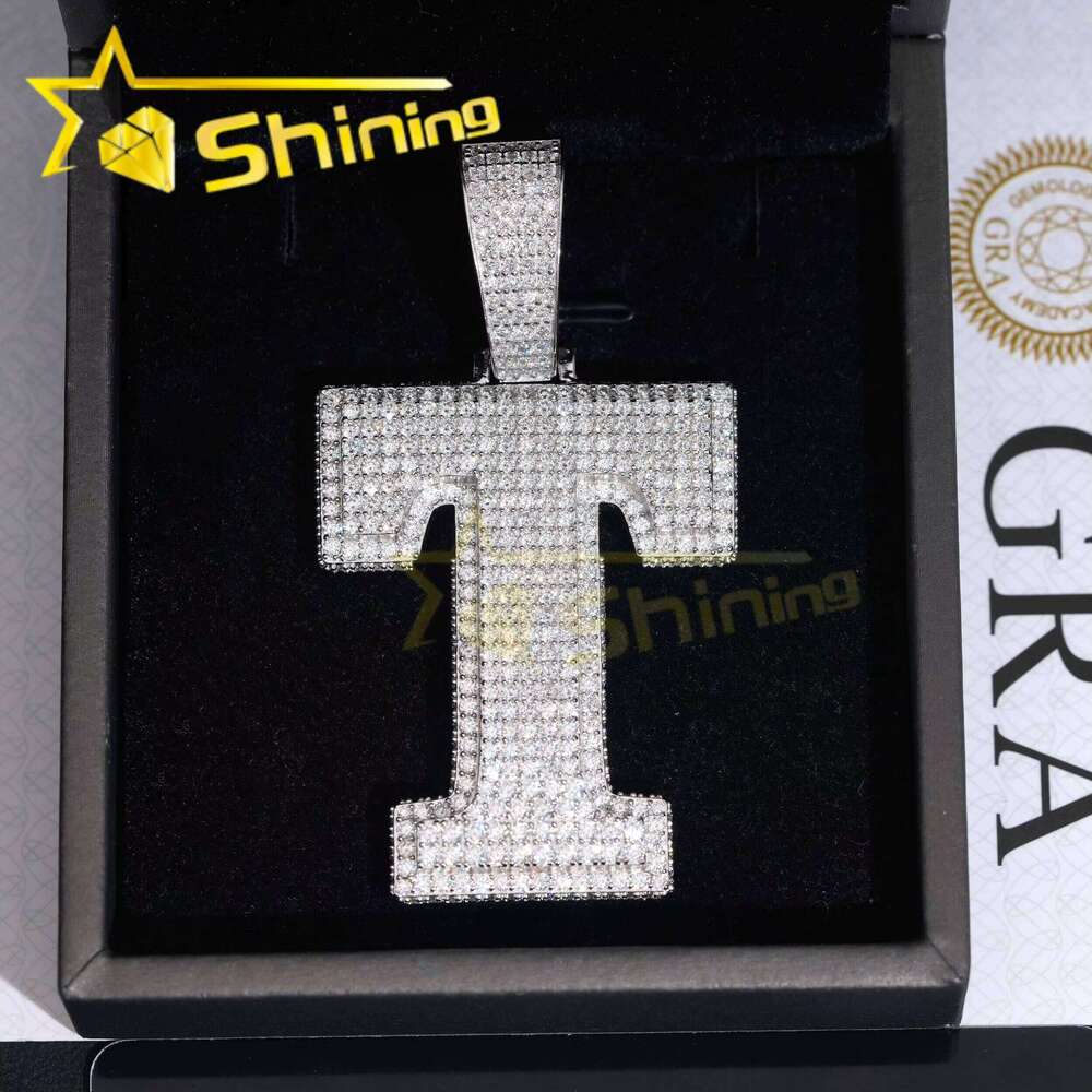 Hip Hop Vvs Moissanite Dia Iced Out Pass Dias Tester Sier Hot Sale Initial Letters Pendant Fine Jewelry