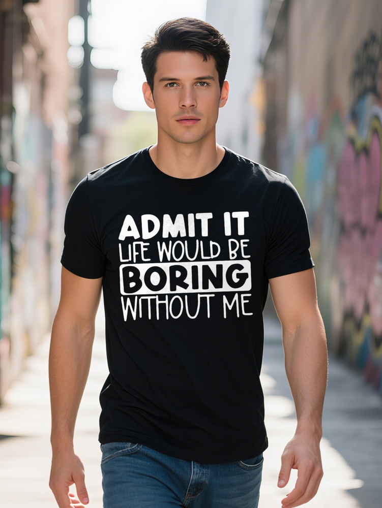 2023 Casual Short Sleeve Print T-Shirt ADMIT IT LIFE WOULD BE BORING Tees Men For Summer