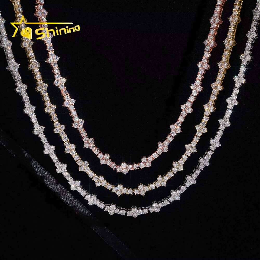 Hot Selling Gold Plated Necklace 3mm Sier Corss Moissanite Tennis Chain GRA Certificated Custom Chains for Men Women