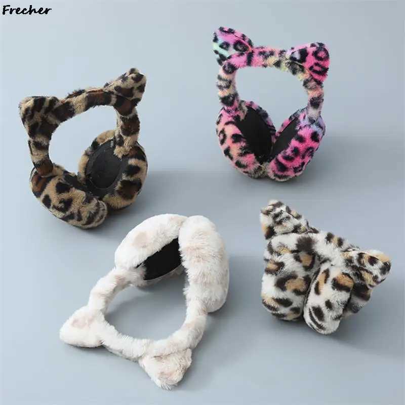 Leopard Cat Autumn Winter Earmuffs Cute Plush Soft Fur Earlap Ear Cover Warm Headphone Skiing Ears Warmer Earmuff Adult Children XJ250812
