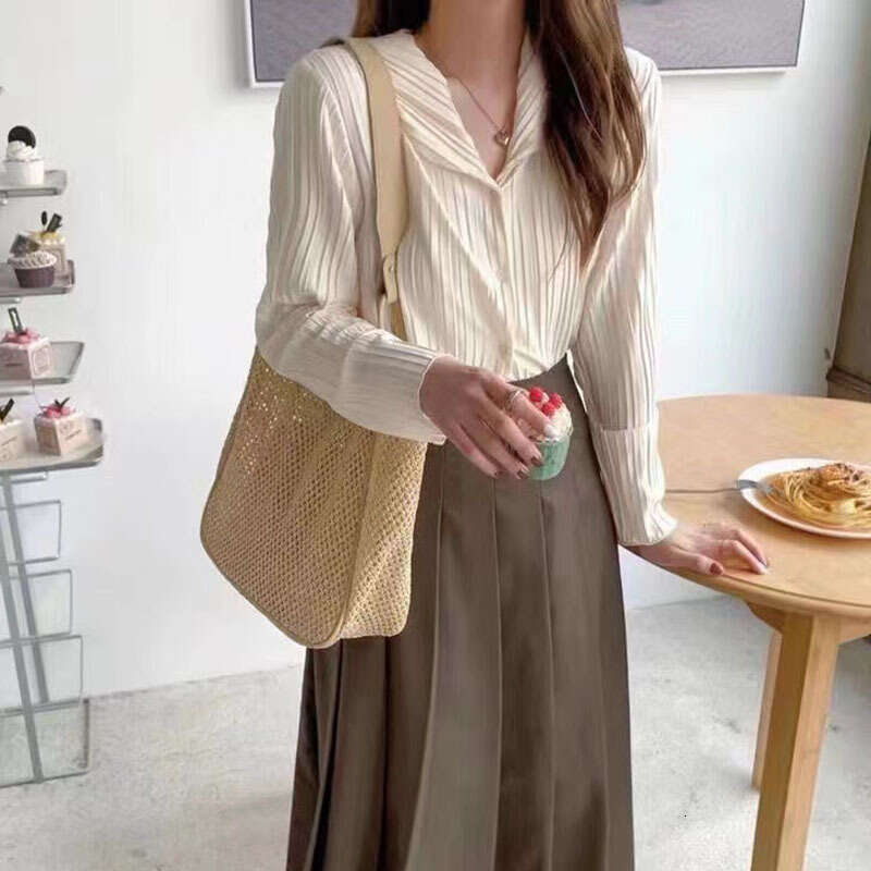 Vacation Single Shoulder Crossbody Bucket Beach Mother-Daughter Women Woven Commuting Bag Light Luxury B5