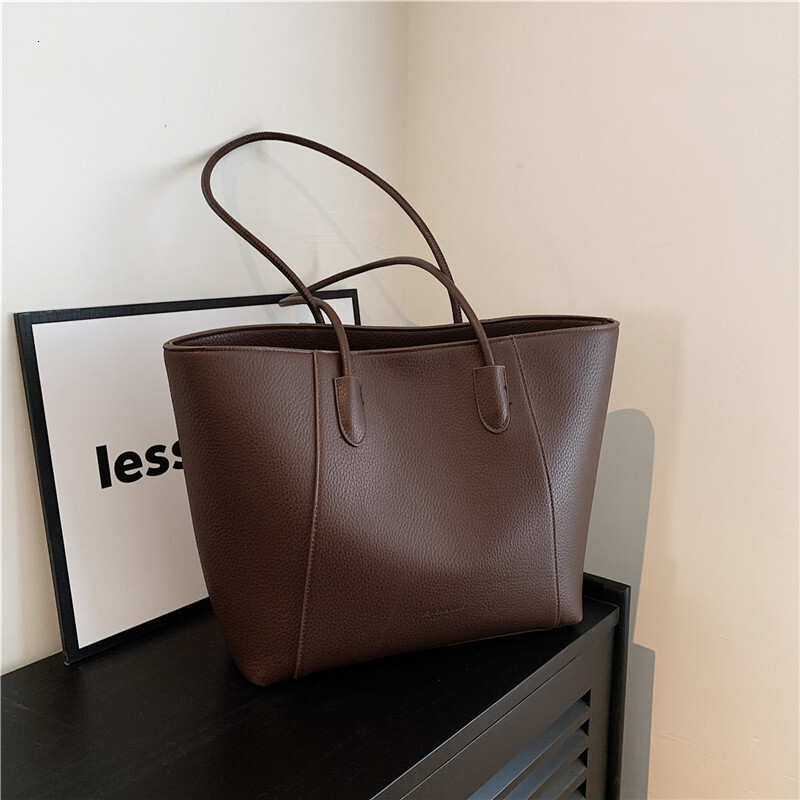 Large Capacity Soft Surface New Solid Color Fashion Casual Commuting Simple Style Single Shoulder Tote Bag for Women ddmymarket