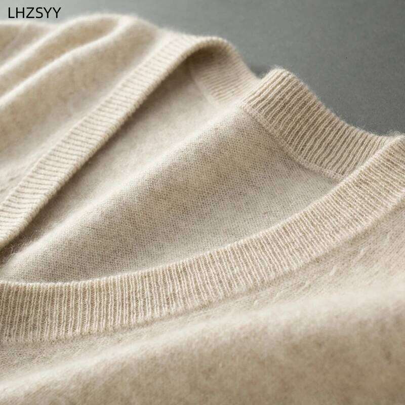 LHZSYY Autumn Winter 100%Pure Cashmere Sweater Men V-Neck Knit Pullover High-End Plus-Size Tops Youth Business Casual Warm Shirt 250812