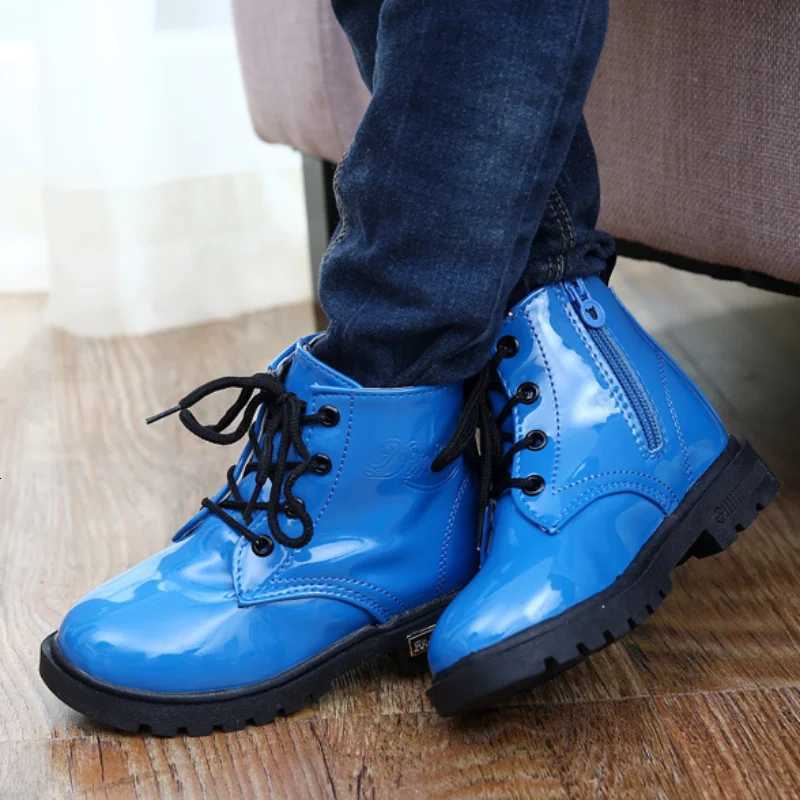 Boot Child Boot Spring Autumn Patent Leather Girl Shoe Fashion Toddler Boy Ankle Boots Solid Color Kid Shoe Warm Plush Kid Snow Boot XJ250812