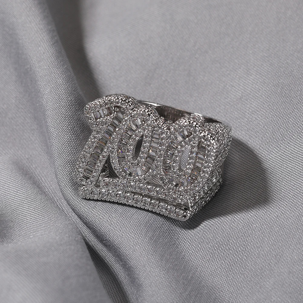 UWIN Iced 100 Rings for Men Iced Baguettecz Prong Setting Cubic Zirconia Rings Fashion Jewelry for Rappers 250812