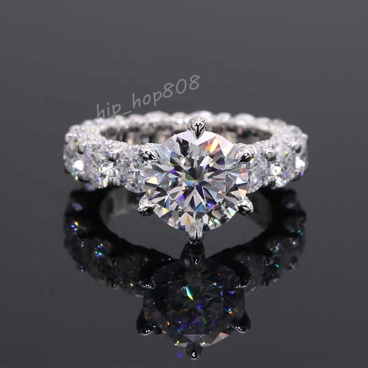 14K White Gold Wedding Ring 3 CTs Moissanite Diamond Ring With GRA Certificate