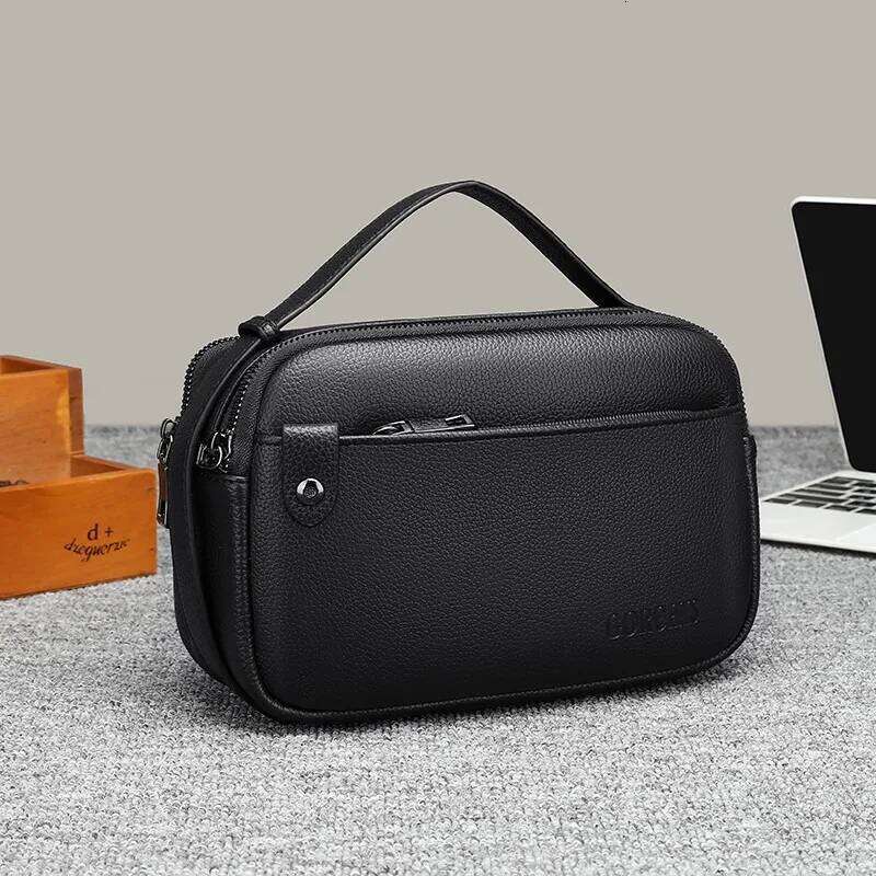 High quality cowhide leather solid color men's handbag large capacity wallet card designer bag clutch my orders