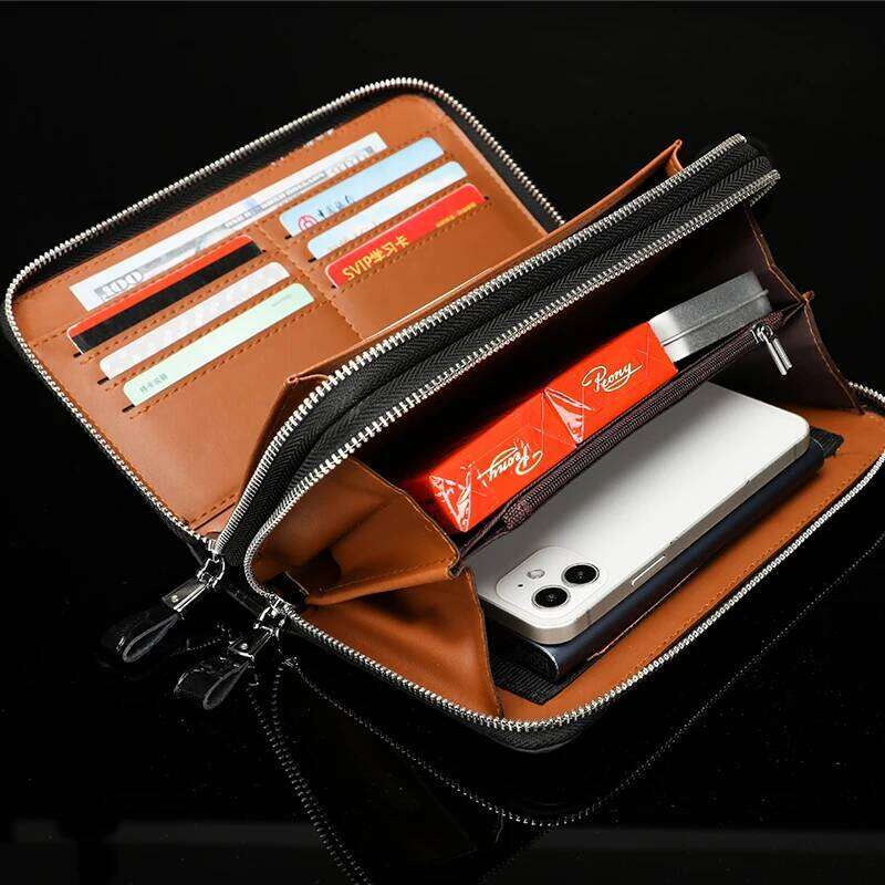 Crocodile patterned leather double zipper design men's handbag wallet clutches bag 2024 clutch bags for man pochette uomo