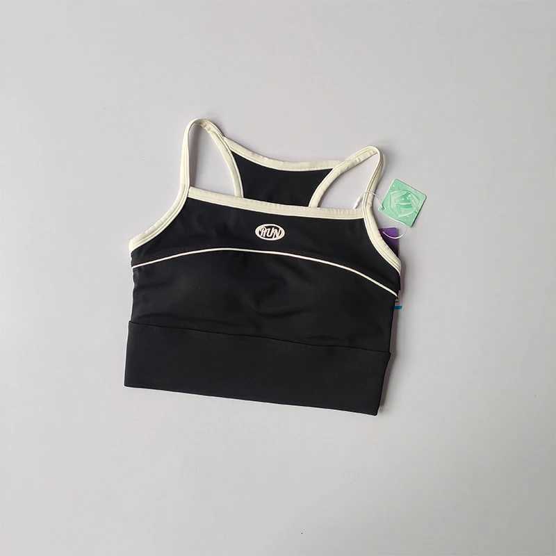 Contrasting Color Integrated Fixed Cup Underwear Gathering Shock-proof Slimming Sports Vest Running Pilates Training Bra Z250812