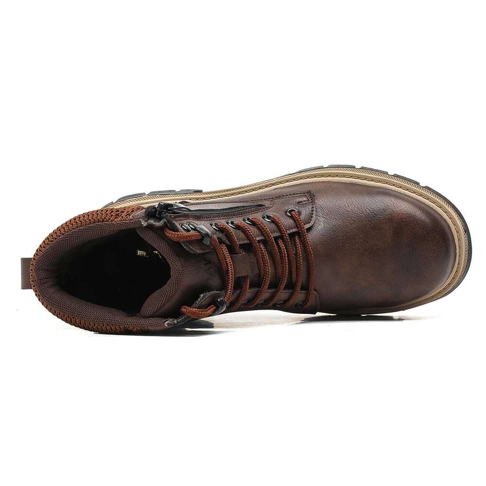 Men Puncture-Proof Waterproof Work Steel Toe Safety Industrial Indestructible Boots Side Zipper Shoes