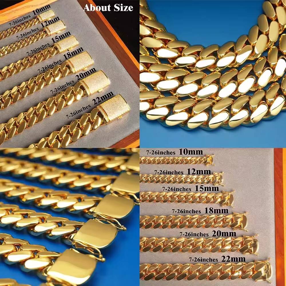 Wholesale Hiphop Miami Cuban Chain Men Necklace 10k 14k Gold Cuban Link Chain Fashion Jewelry Necklaces