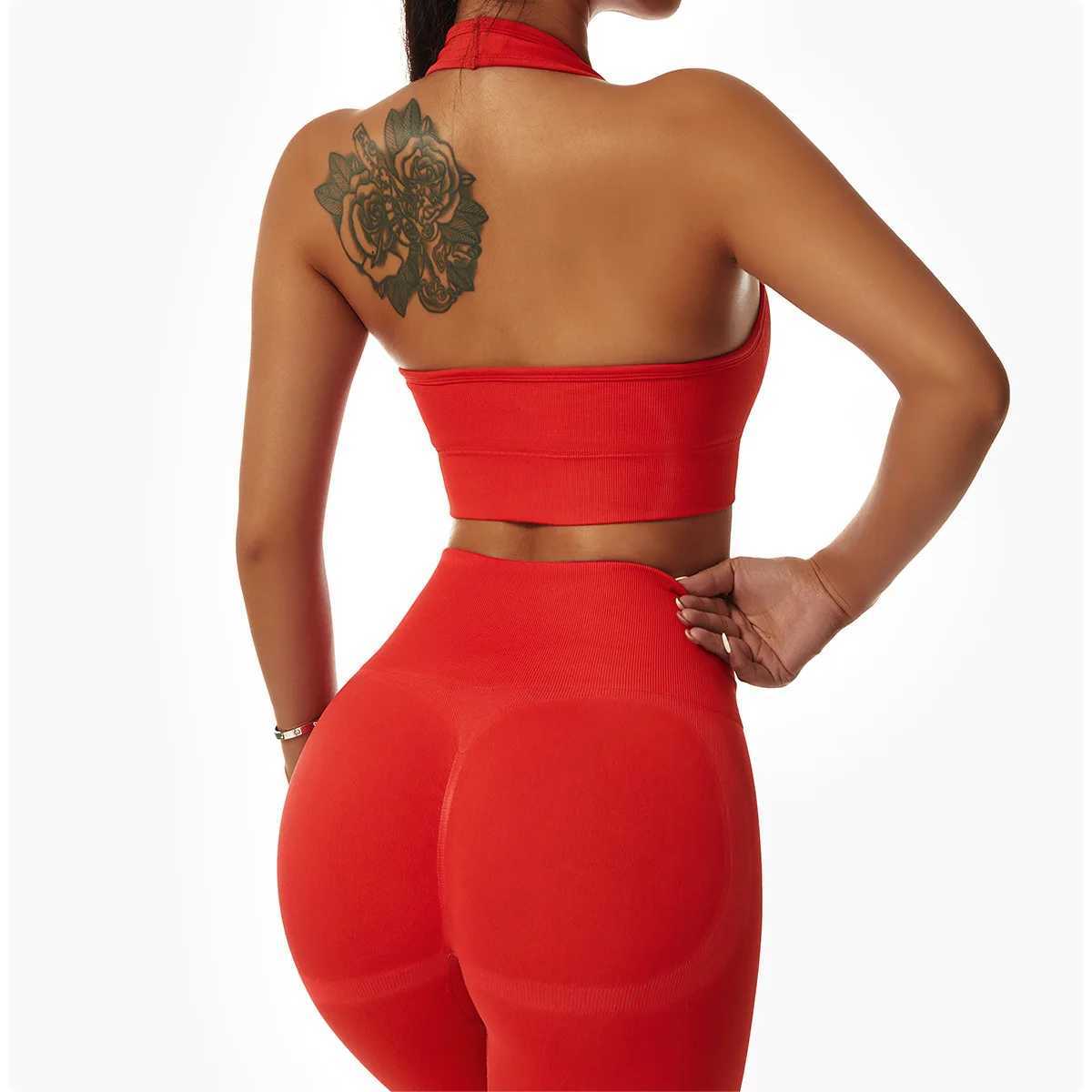 Sexy Halter Bra Gym Workout Push Up Running Sports Underwear Gathering Sports Vest Beautiful Back Fitness Top Z250812