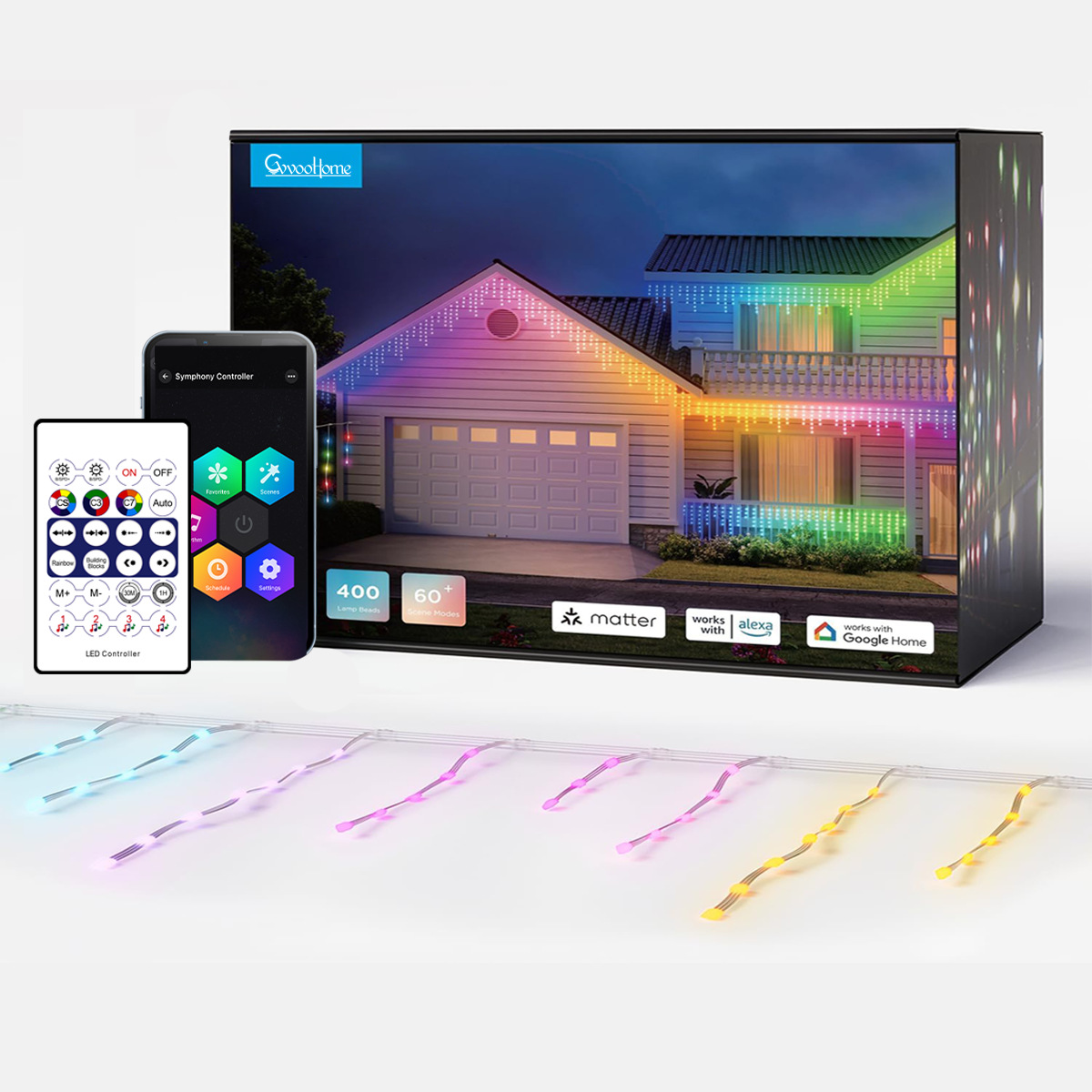 Multicolored LED Strip Lights with Built-in Music Sync Functionality-----HCP182