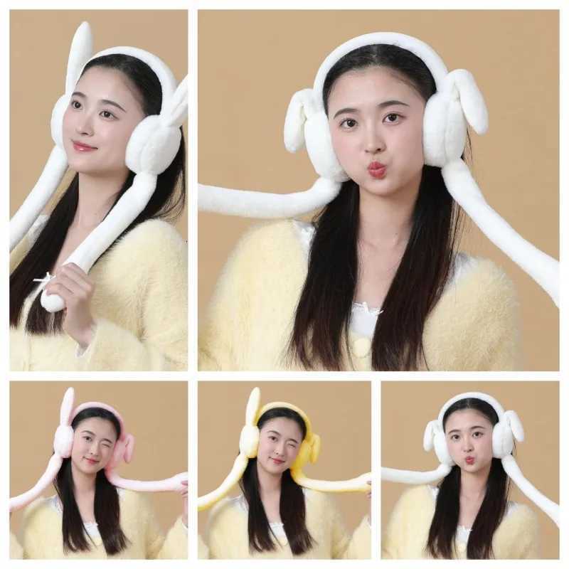 ute and Warm Wireless Ear Muffs for Women Kids Students Plush Earmuffs with Moving Ears Autumn Winter Outdoor Travel Earmuff XJ250812