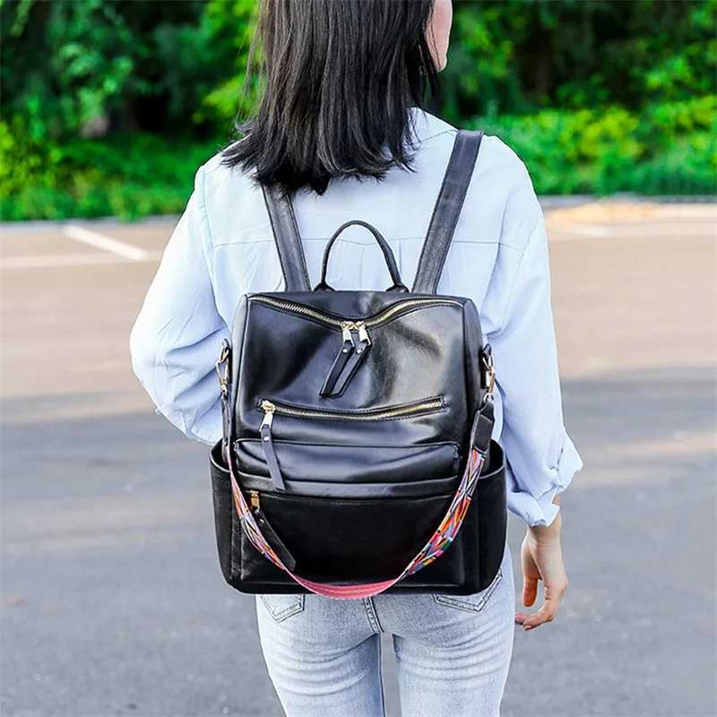 Women Backpacks Vintage Large Capacity PU Leather Shoulder Bag Handbag for Casual Daily Y250811