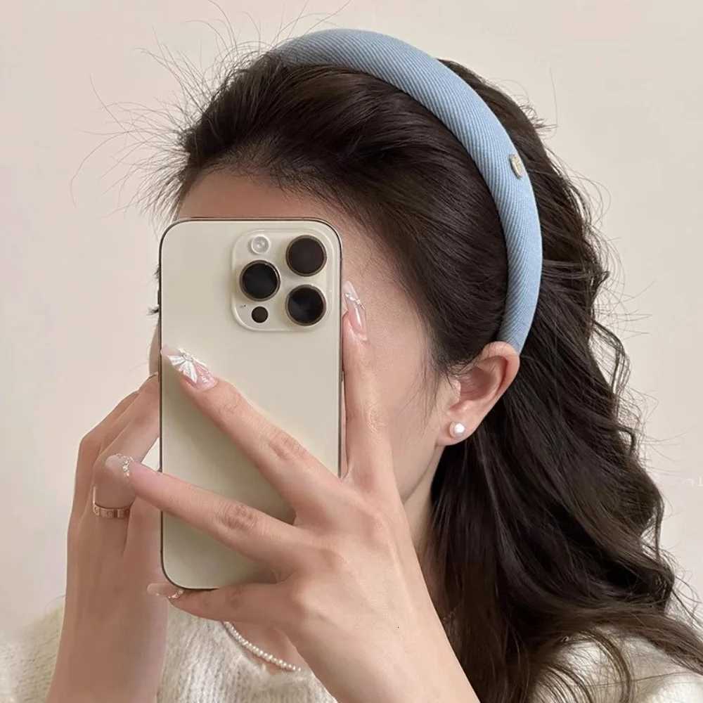 Blue Series Sponge Band Wen Elegant Gold Label New Korean Style Wide Brimmed Hair Hoop Fashion Girl Face Wash Hair Band X250812