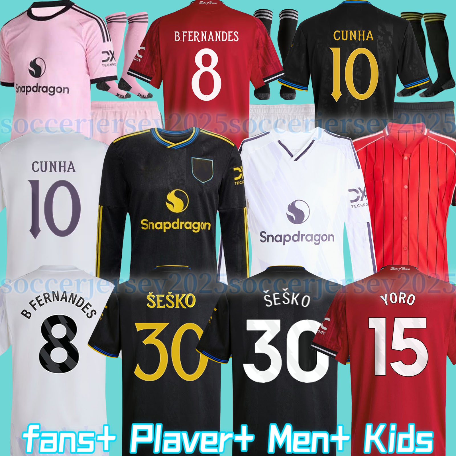 25 26 DE LIGT HOJLUND MAINOO MOUNT football shirt Soccer Jersey Pre match Stone Roses MARTINEZ CASEMIRO B. FERNANDES Sesko 2025 kit kids tops YORO DORGU Mount AMAD CUNHA