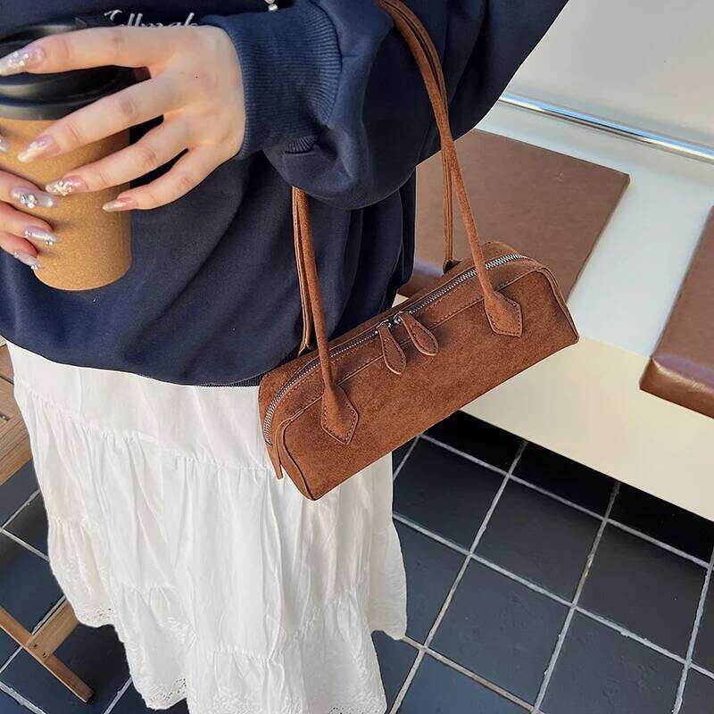 LEFTSIDE Women's Small Faux Suede Armpit Shoulder 2025 Winter New Retro Underarm Bag Brand Designer Handbags Luxury Bagdesigner bag