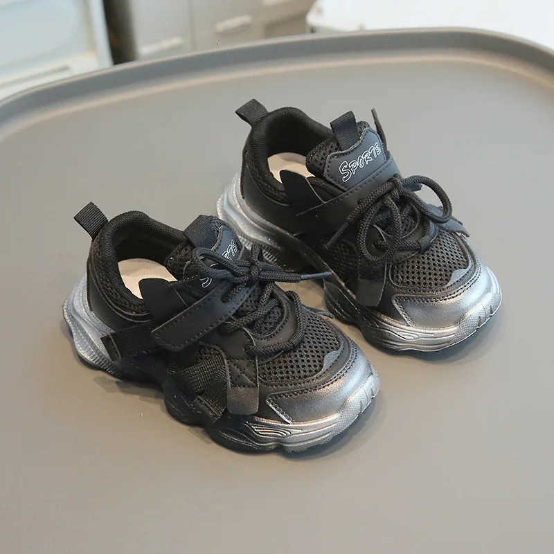 Lace Up Gradient Color Childrens Mesh Breathable Sports Shoes Round Toe Non Slip Unique Fashion Design Soft Thick Sole Shoes T250812