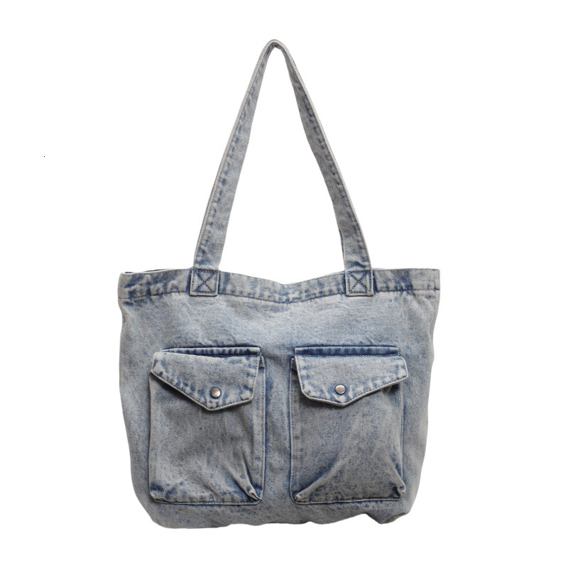 Handheld Denim for Women New Fashion Versatile Tote Commuter Large Capacity Underarm Bag