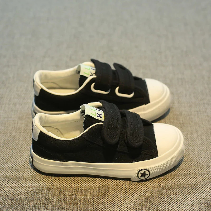 Childrens Canva Shoes Magic Stickers Autumn Style Medium Large Kids Student Shoes Men Womens Kids Korean Fabric 250811