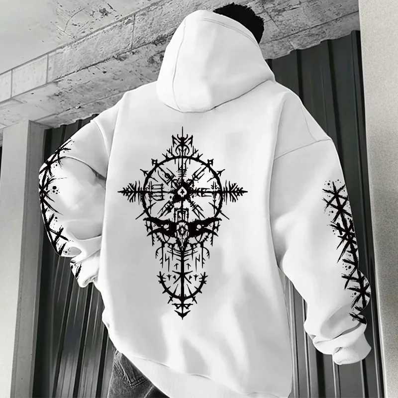 Ancient Viking Raven Print Hoodie for Man Autumn Winter Daily Casual Sport Jogging Sweatshirt Home Outdoor Comfort Warm Pullover Y250811