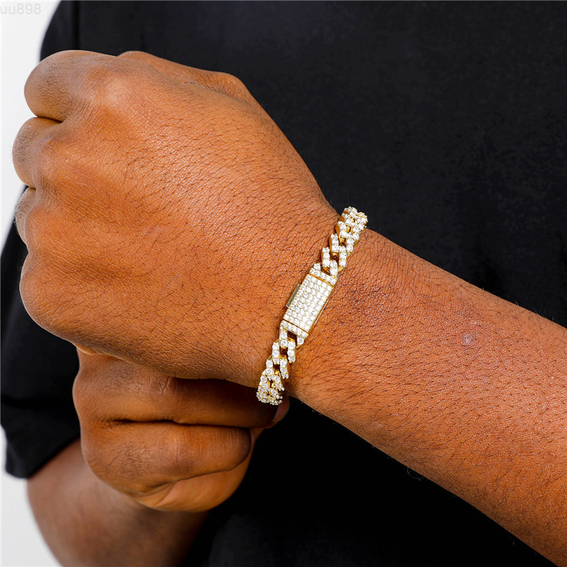 8mm Offset CZ Cuban Link Bracelet | Silver or Gold Tone Brass | Luxury Mens Jewelry