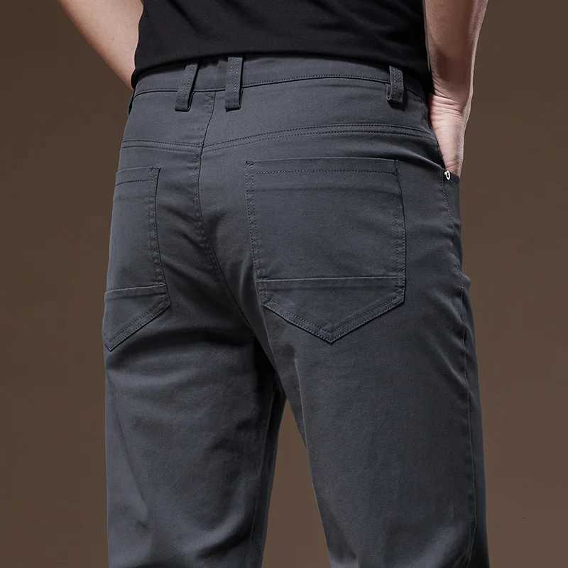 97% Cotton 2024 Autumn Mens Clothing Business Trousers Men Straight Casual Pants Mens Pants Cotton Black Gray Khaki Brand W250812