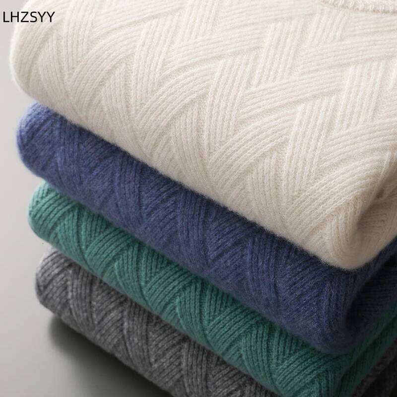 LHZSYY Men' New 100%Cashmere Sweater Winter O-Neck Mat Pullovers Long Sleeve Loose Plus Size Base Shirt Thicken Casual Knit Tops 250812