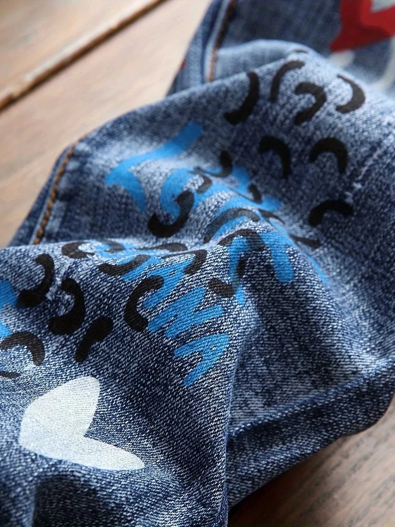 New European and American printed fashion jeans X250812