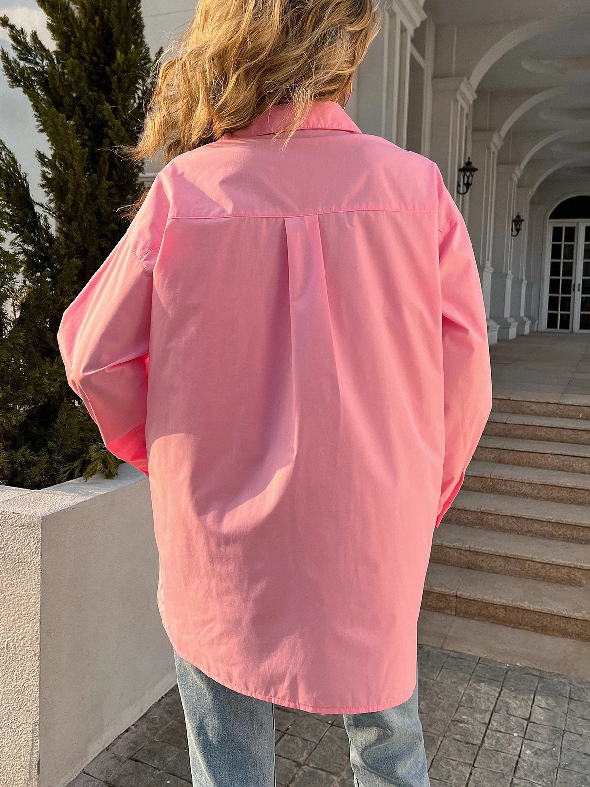 Long Sleeve Ladies Tops Blouses Button Down Casual Shirt Women Turn-down Solid Collar Loose Blouse Women 250811