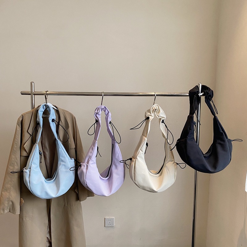 Dumpling for Women, Ruched Lace Bag, Crossbody Casual Versatile Ins Style, Large Capacity College Student Class Shoulder Commuter Bag