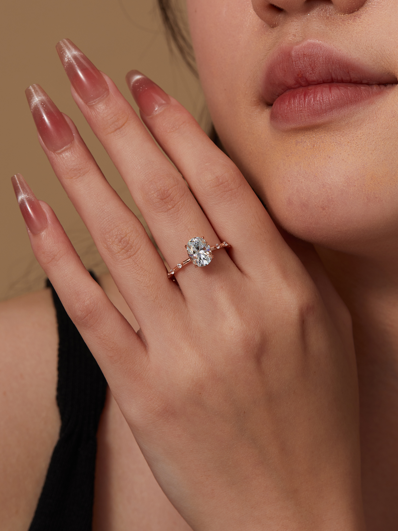 MT Engagement Wedding Oval Cut Moissanite Ring for Women Fashion 925 Sterling Silver Fine Jewelry Christmas Valentines Gift with GRA
