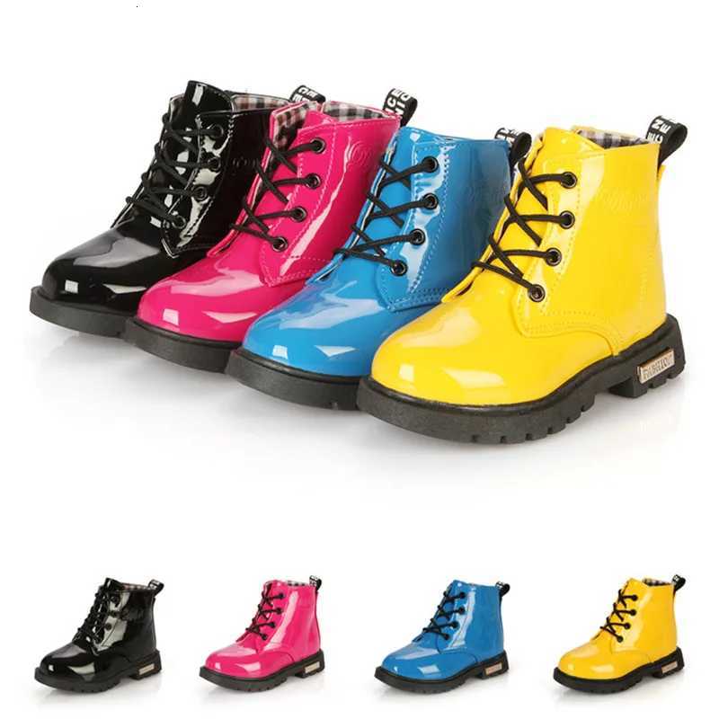 Boot Child Boot Spring Autumn Patent Leather Girl Shoe Fashion Toddler Boy Ankle Boots Solid Color Kid Shoe Warm Plush Kid Snow Boot XJ250812