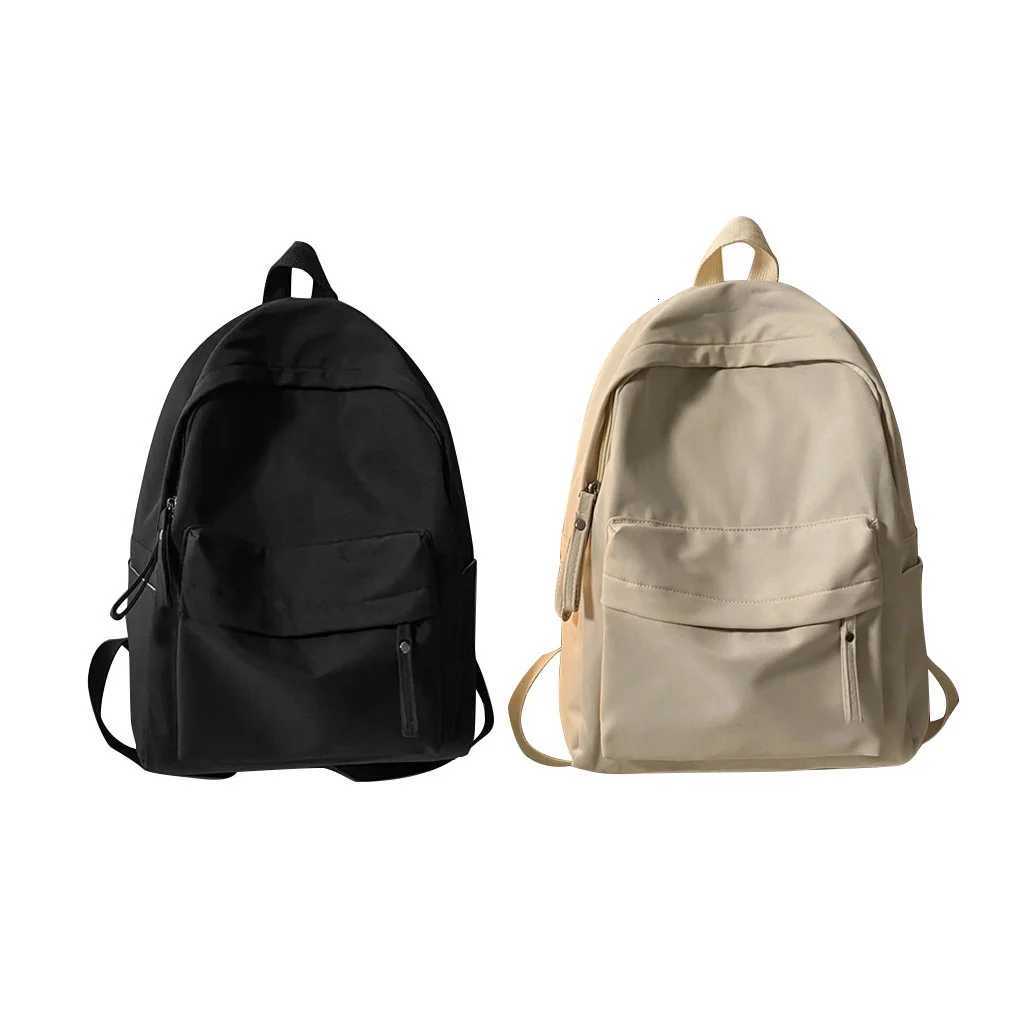Nylon Backpack Solid Color Large Capacity Cute Laptop Tablets Shoulder Bag Teens Schoolbag Camping Female Gifts Y250811
