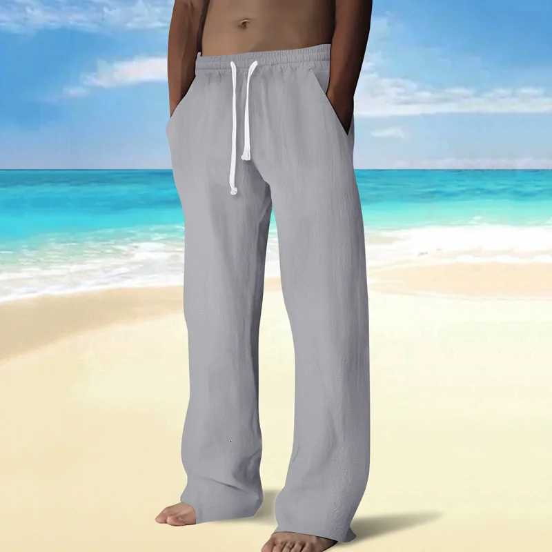 Spring and Summer Mens Casual Cotton and Linen Long Pants Loose Breathable Solid Color Long Pants Male Casual Sport Long Pants W250812
