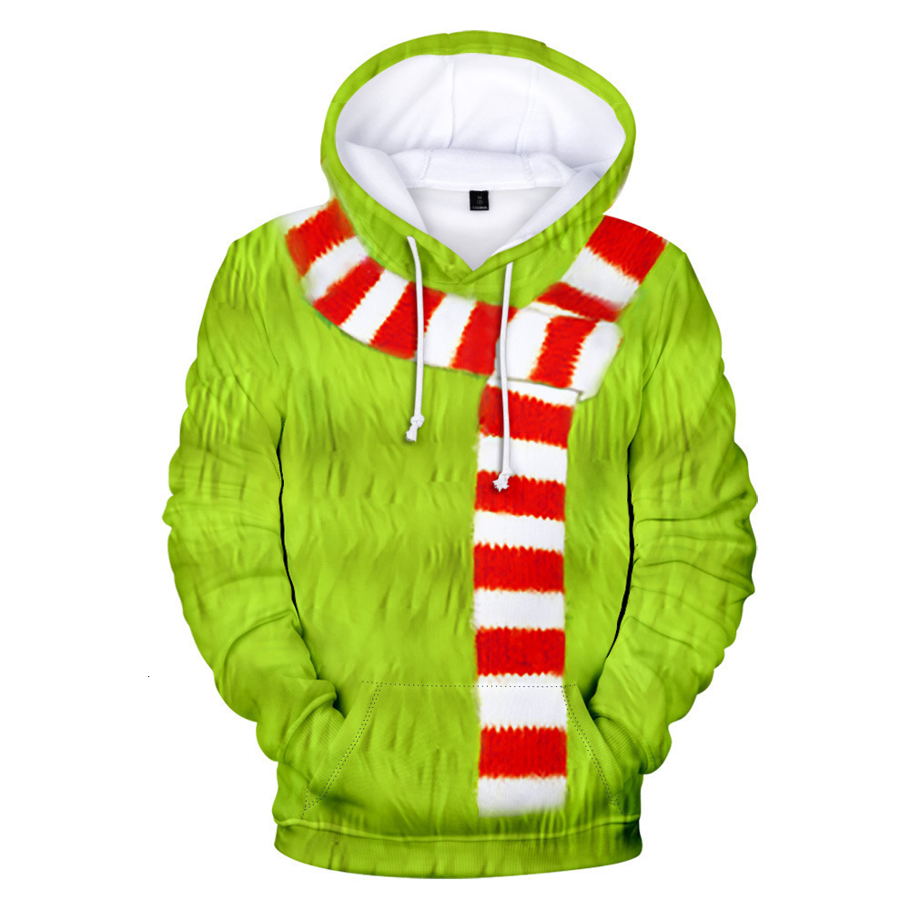 New Green Furry Monster Grinch 3D Digital Print Hoodie for Men and Women