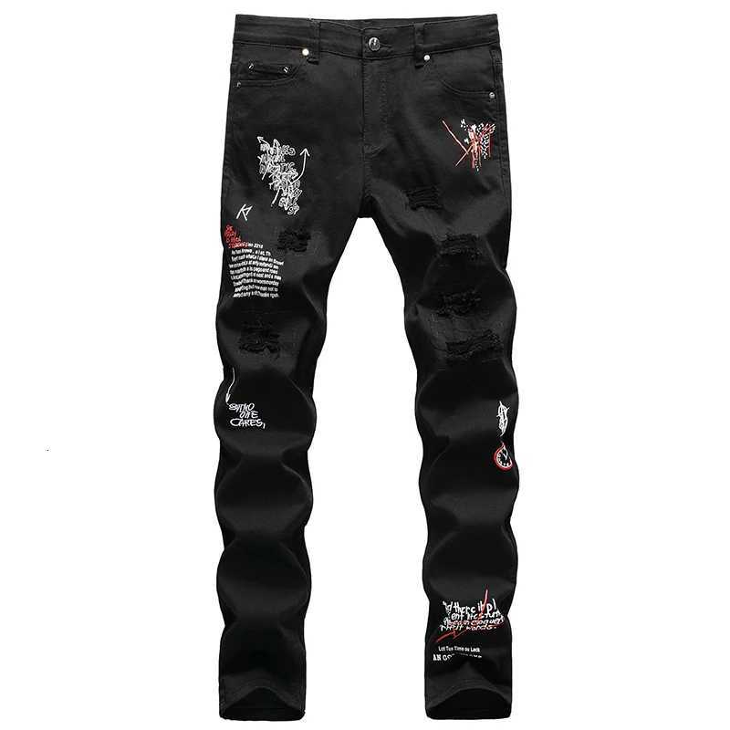 2022 Men Ripped Jeans White Black Stretch Slim Fit Spring Autumn Denim Pants Distressed Hip Hop Streetwear Biker Jeans Pants X250812