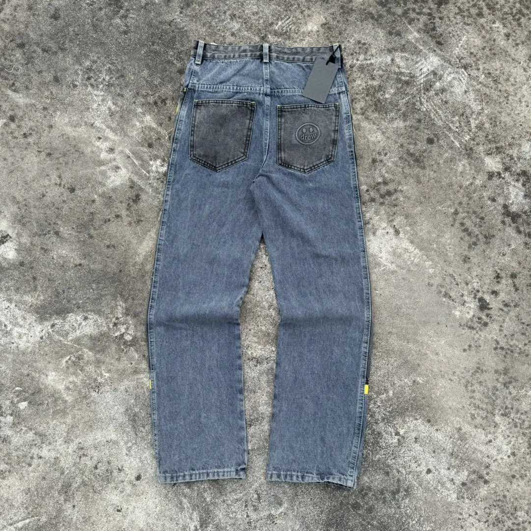 The denim fabric is stitched with a special style of patchwork design jeans for men and women casual mens clothing X250812