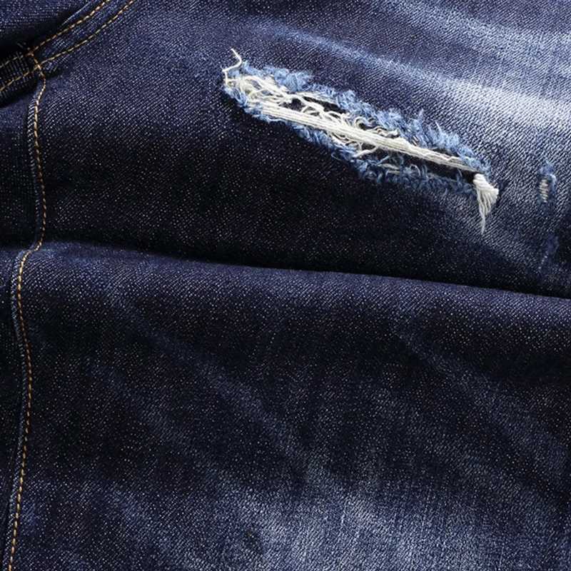 High Street Mens Split Style Jeans High-Quality Retro Blue Elastic Tight Jeans Mens Embroidery Designer Hip-Hop Brand Pants X250812