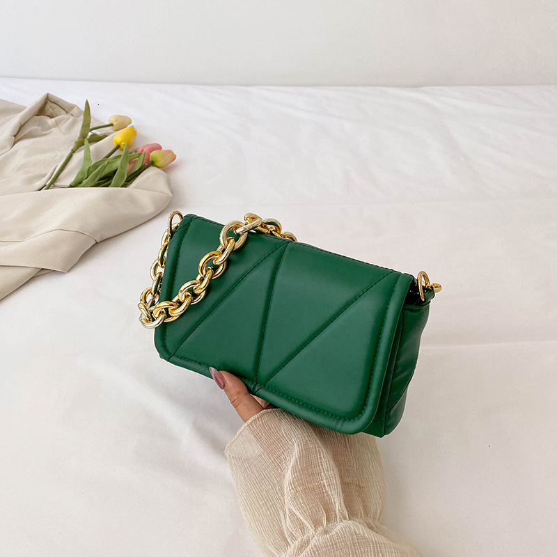 Embroidery Thread Early Spring New Trendy Fashion Solid Color Casual Simple Texture Chain Single Shoulder Underarm Small Square Women s Bag ddmymarket