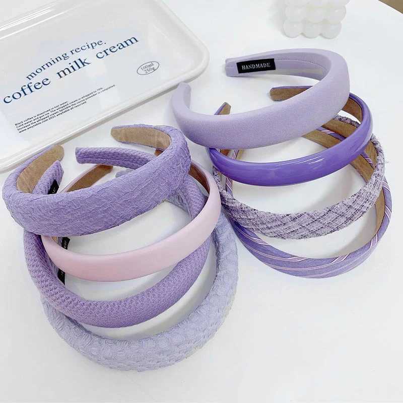 Purple Series Hairband Striped Wrinkled Leather Sponge Bands for Women Spring Summer Hair Accessories Girls Fashion Wear X250812